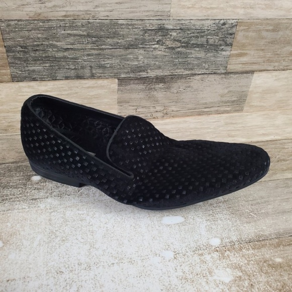 Steve Madden Lifted Mens Flat Loafers Sz‎ 11.5 Black Velvet Slip On Almond Toe